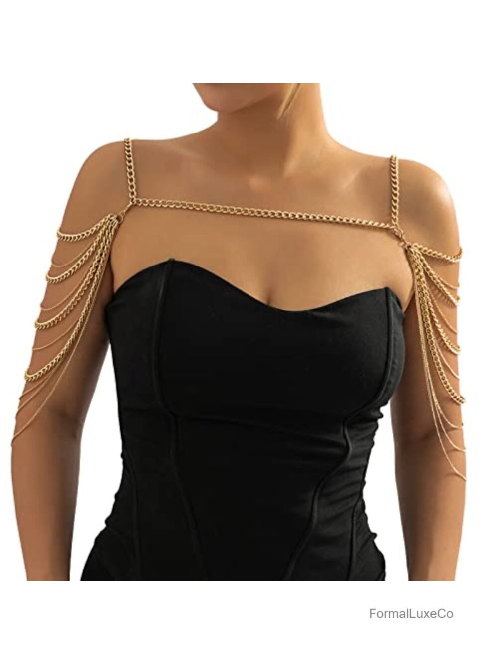 Punk Multi-Layered Body Chain Shoulder Necklace Back Chain Summer Beach Jewelry